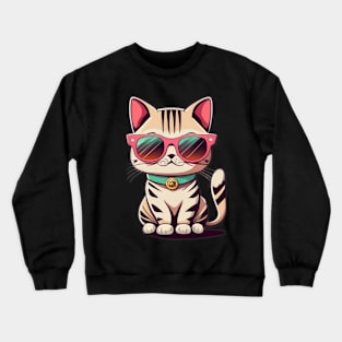 Funny Cat with sunglasses cartoon Crewneck Sweatshirt